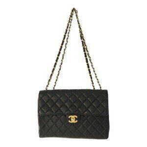 Chanel Matelasse Double Chain Shoulder Bag Lambskin Black